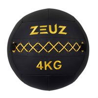 ZEUZ® Premium Wall Ball 4kg – Geschikt voor Crossfit & Fitness – PU Foam Vulling & Vinyl – 35 CM Diamter - Geel - thumbnail