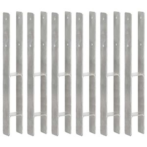 VidaXL Grondankers 6 st 7x6x60 cm gegalvaniseerd staal zilverkleurig