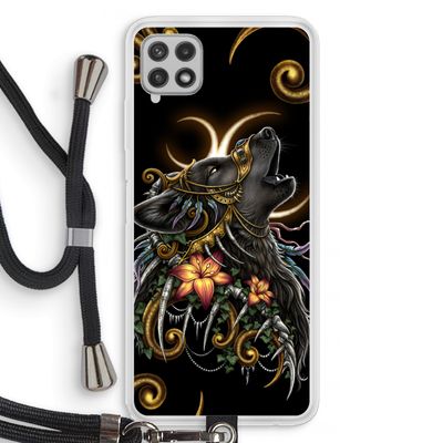 Huilende Wolf: Samsung Galaxy A22 4G Transparant Hoesje met koord