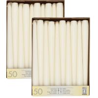 Dinerkaarsen/kandelaarkaarsen Mega pack - 100x stuks - wit - Gotisch - 25 cm