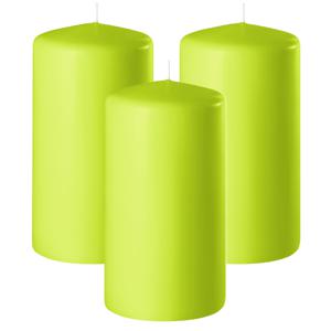 Enlightening Candles Cilinder/stompkaars - 3x - limegroen - D6 x H15 cm - 58 branduur