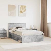 Bedframe met hoofdeinde Beton 120 x 190 cm Bewerkt hout