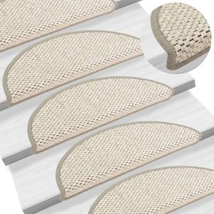 VidaXL Trapmatten zelfklevend 15 st sisal-look 56x17x3 cm platinakleur