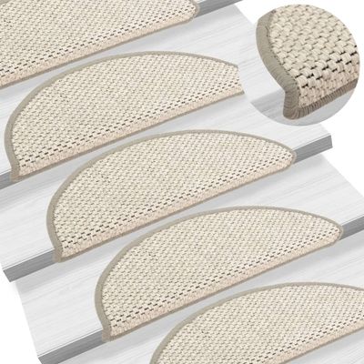 VidaXL Trapmatten zelfklevend 15 st sisal-look 56x17x3 cm platinakleur
