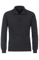 Casa Moda Casual Regular Fit Half-Zip Sweater zwart, Effen