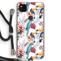 Bloemen tukan: Pixel 4a 5G Transparant Hoesje met koord