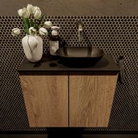 Mondiaz Fowy toiletmeubel 60cm washed oak met blad en waskom urban rechts zonder kraangat