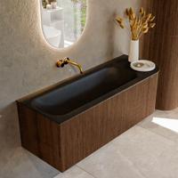 Badmeubel Mondiaz Kurve | 125 cm | Meubelkleur Walnut | Wastafelkleur Urban | Links spoelbak | Zonder kraangaten