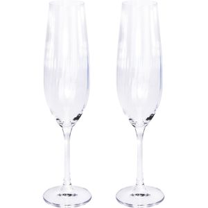 2x Champagne glazen/flutes 26 cl/260 ml van kristalglas   -