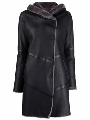 Liska manteau en cuir à doublure lainée - Noir