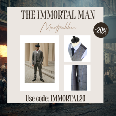 Maatpak Voor Heren | 3-delig Pak | Grijs-Blauw | Windowpane | Kamgaren Wol | Lichtgewicht & Ademend | Peaky Blinders