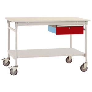 Manuflex BB5351.3003 Compleet bijzettafel basismobiel met melamine schijf + enkele lade, bxdxh: 1500 x 800 x 850 mm Robijn-rood