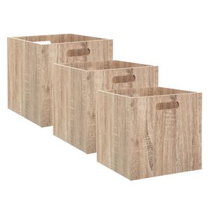 Set van 3x stuks opbergmand/kastmand 29 liter bruin/naturel van hout 31 x 31 x 31 cm