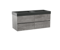 Storke Edge zwevend badmeubel 130 x 52 cm beton donkergrijs met Scuro High dubbele wastafel in mat kwarts