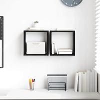 Wandschappen met plank Wandgemonteerd Zwart Eiken Bewerkt hout