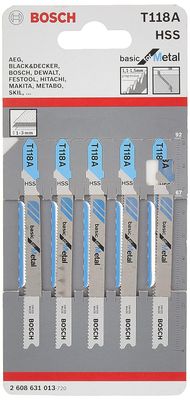 Bosch Accessoires 5x Basic voor metaal decoupeerzaagblad T118A - 2608631013