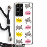 Meow: Samsung Galaxy S21 Ultra Transparant Hoesje met koord