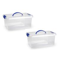 Opslagbak/organizer - 6x stuks - met deksel - 10 liter - transparant