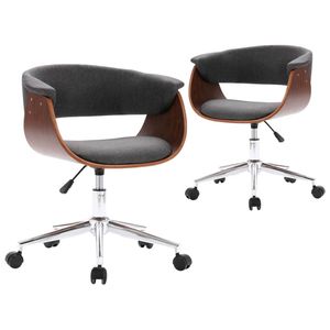 The Living Store Draaibare Eetkamerstoelen - Set van 2 - Grijs - 59.5 x 58 x (66-74) cm - Comfortabele zitting -