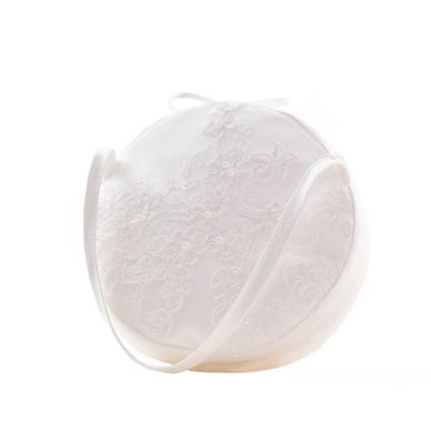 Retro Wedding Bruids Tas Rond Kant & Strass Wit