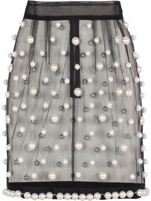 Dolce & Gabbana minijupe en tulle à perles - Noir