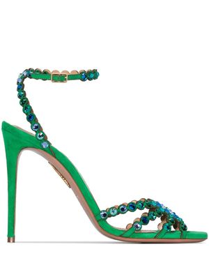 Aquazzura sandales Teguila 105 mm en daim - Vert