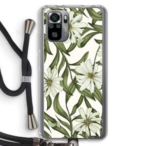 Wit bloemenpatroon: Xiaomi Redmi Note 10S Transparant Hoesje met koord