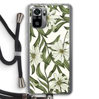 Wit bloemenpatroon: Xiaomi Redmi Note 10S Transparant Hoesje met koord