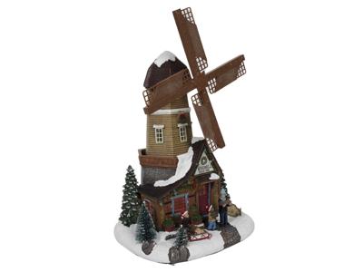 Kerstmolen LED 34 cm m/beweging /muziek 3xAA adapter connection - Hit