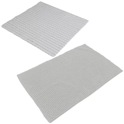 Urban Living Douche anti-slip en droogloop mat/tapijt - badkamer set - rubber/polyester - steengrijs Urban Living Douche anti-slip en droogloop mat/tapijt - badkamer set - rubber/polyester - steengrijs