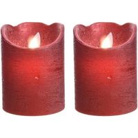 2x Kerst rode LED kaarsen/stompkaarsen 10 cm flakkerend