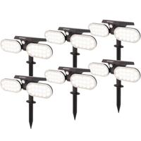Set van 6 Pato - Solar prikspot - Bewegingssensor en schemerschakelaar - PIR - 6000K Daglicht wit - 2 lichtstanden - 300 Lumen - 6-12 uur brandtijd - IP65 waterdicht - Tuinspot