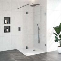 BRAUER Void inloopdouche helder glas 100x200 met 40 zijwand incl. glascoating PVD gunmetal geborsteld GS-VOI2H10040200GM BRAUER Void inloopdouche helder glas 100x200 met 40 zijwand incl. glascoating PVD gunmetal geborsteld GS-VOI2H10040200GM