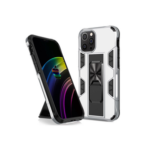 Samsung Galaxy A20E hoesje - Backcover - Rugged Armor - Kickstand - Extra valbescherming - Shockproof - TPU - Zilver