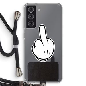 Middle finger black: Samsung Galaxy S21 FE Transparant Hoesje met koord