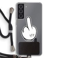 Middle finger black: Samsung Galaxy S21 FE Transparant Hoesje met koord