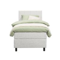 Leen Bakker - Boxspring Liv Geblokt - Ecru - 90x200 Cm - Ronde Poot - Stof - Crème