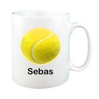 Tennis mok met naam (wit)