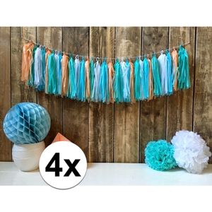 4x Kwast tassel slingers mint groen 5 meter