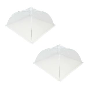 Voedselkap - 2x - 43 x 43 cm - wit - kant - opvouwbare vliegenkap