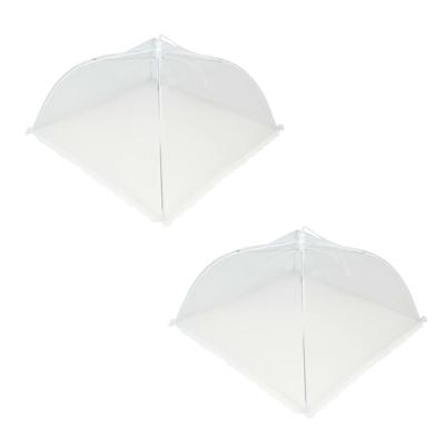 Voedselkap - 2x - 43 x 43 cm - wit - kant - opvouwbare vliegenkap