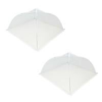 Voedselkap - 2x - 43 x 43 cm - wit - kant - opvouwbare vliegenkap