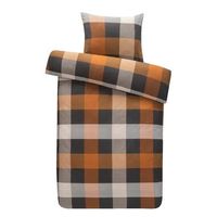 Comfort dekbedovertrek Didier ruiten - caramel/antraciet - 140x200/220 cm