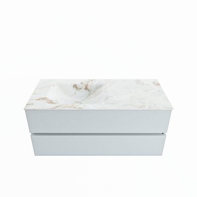 MONDIAZ VICA-DLUX 110cm badmeubel onderkast Clay 2 lades. Inbouw wastafel CLOUD links 1 kraangat, kleur Frappe.