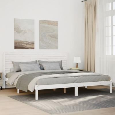 Bedframe extra lang zonder matras massief hout wit 180x220 cm