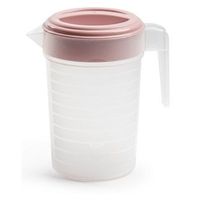 Waterkan/sapkan transparant/roze met deksel 1 liter kunststof   - - thumbnail