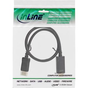 InLine 17183I video kabel adapter 3 m DisplayPort HDMI Type A (Standaard) Zwart