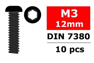 Team Corally - Staal schroeven M3x12mm - Laagbolkop binnenzeskant - 10 st (C-3003-30-12)