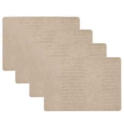 Unique Living placemats Croco lederlook - 4x - 43 x 30 cm - beige - pvc - tafel onderleggers