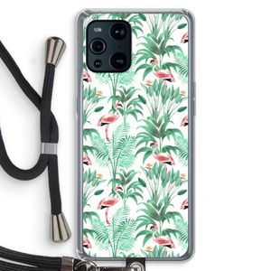 Flamingo bladeren: Oppo Find X3 Transparant Hoesje met koord